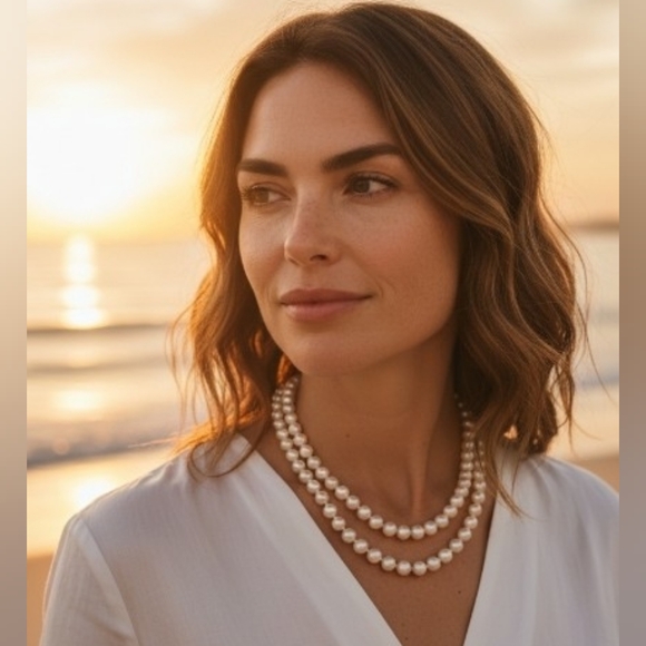 Jewelry - Elegant 2 Strand Faux Cream Pearl Necklace